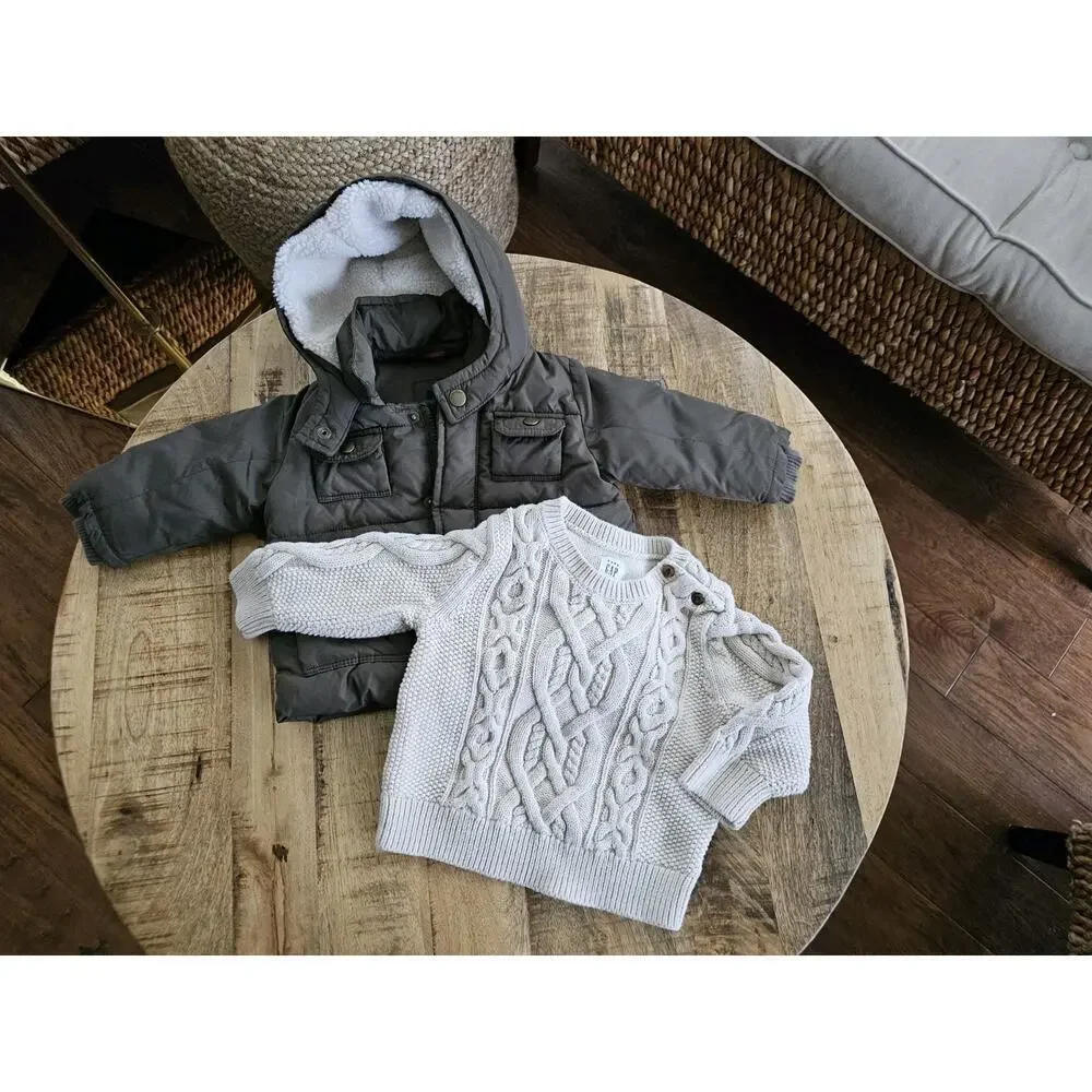Baby Gap‎ Coat & Cable-Knit Sweater Bundle Size 6-18 Months